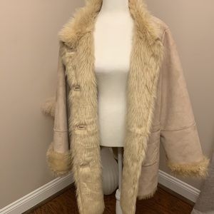 Penny Lane Carolina Colours Leather Faux Fur Trim Coat